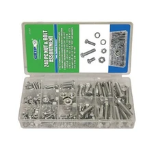 240pc GRIP SAE Nuts & Bolts Assortment Kit Washers Hex Machine Automotive 43163