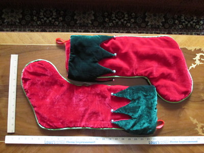 Two Christmas stocking hanging socks with bells new without tags
