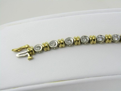 14KT WHITE GOLD DIAMONDS IN BEZELS TENNIS STYLE BRACELET 7.25" 015353109 - 第 3/7 張圖片