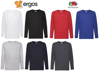 FRUIT OF THE LOOM T-Shirt Maglia Manica Lunga da Bambino Bambina Kids FR610070