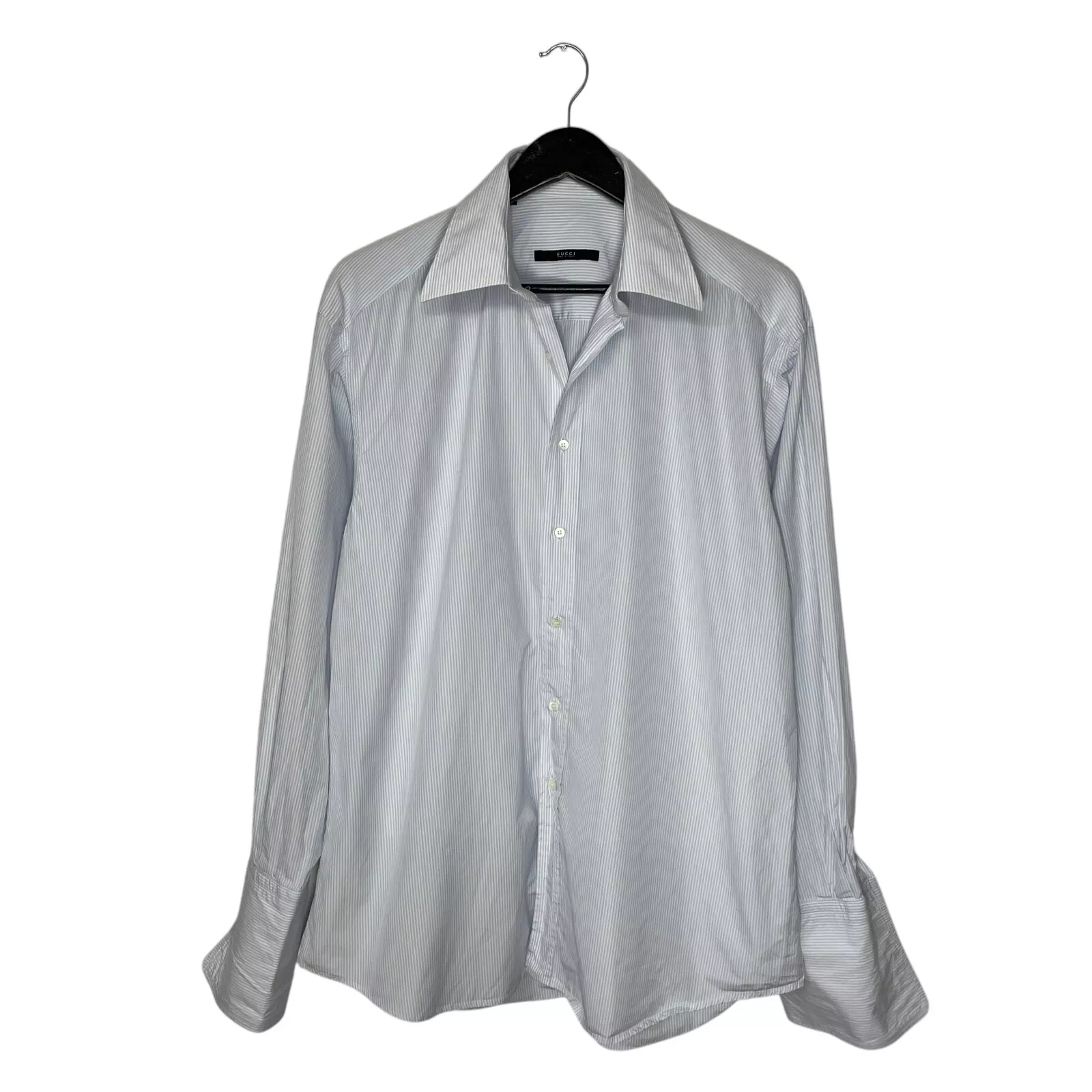 Chemise robe rayée vintage Gucci by Tom Ford épingle taille 42 16,5 blanc bleu