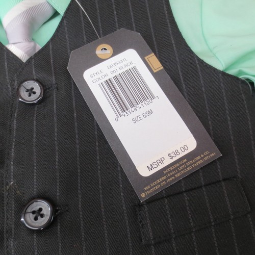 Dockers Formal Outfit Set Suit 4 Piece Shirt Vest Pants Tie Toddler Size 6/9M - Picture 3 of 4