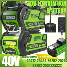 40V 8.0Ah For Greenworks G-MAX Lithium Battery 29472 29462 29252 25312 / Charger