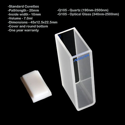 Azzota  20mm Pathlength Cuvette, 7ml, Quartz