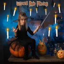 12x Floating Candles with Wand Remote Flickering Warmer Light Flameless Candles