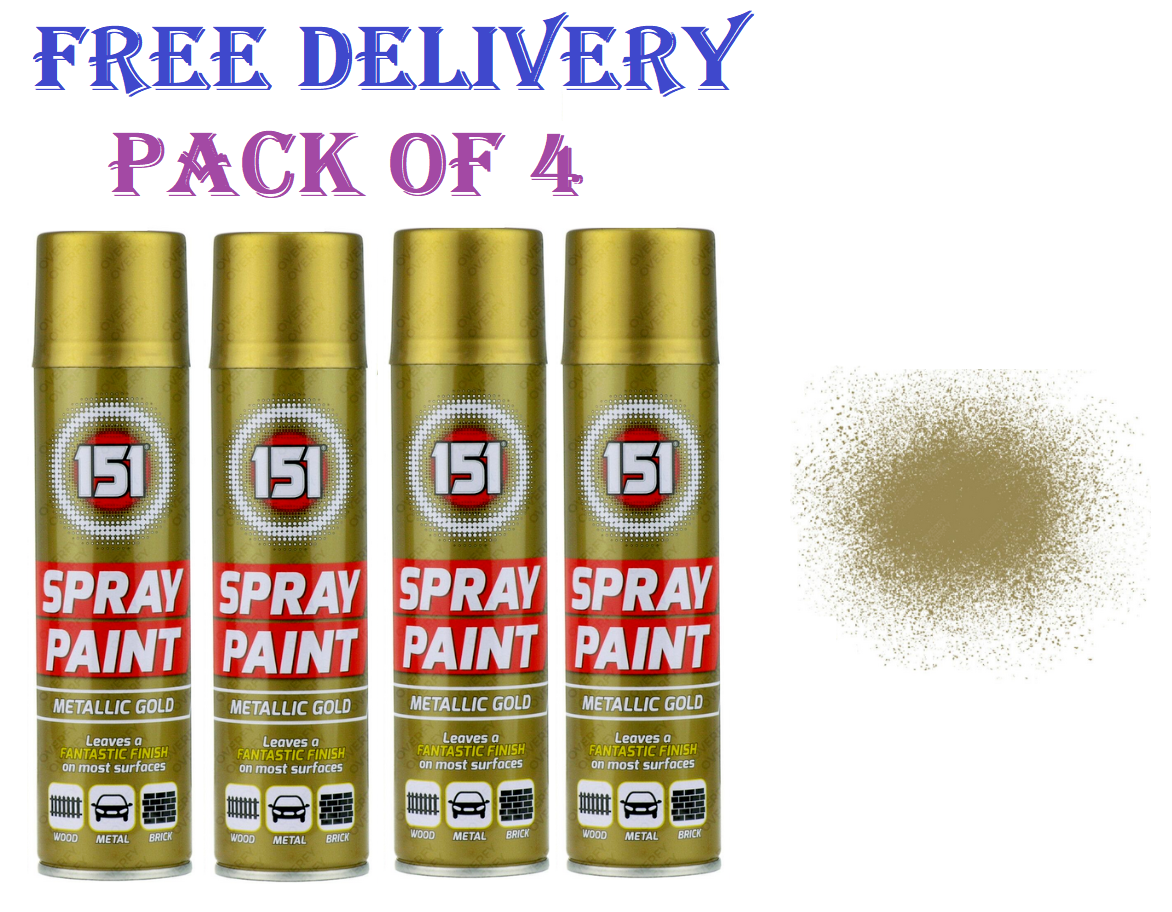 Pack Of 4x 6x 8x 12x Metallic Gold Metal Glass or Craft Spray Paint