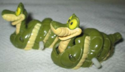 Vintage 1980's Plastic Lot of 2 Disney Jungle Book Kaa Snake Wind Up Toy