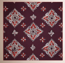 New Unisex Burberry Scarf Lucky Floral Print Burgundy Alhambra Flower Silk Wrap