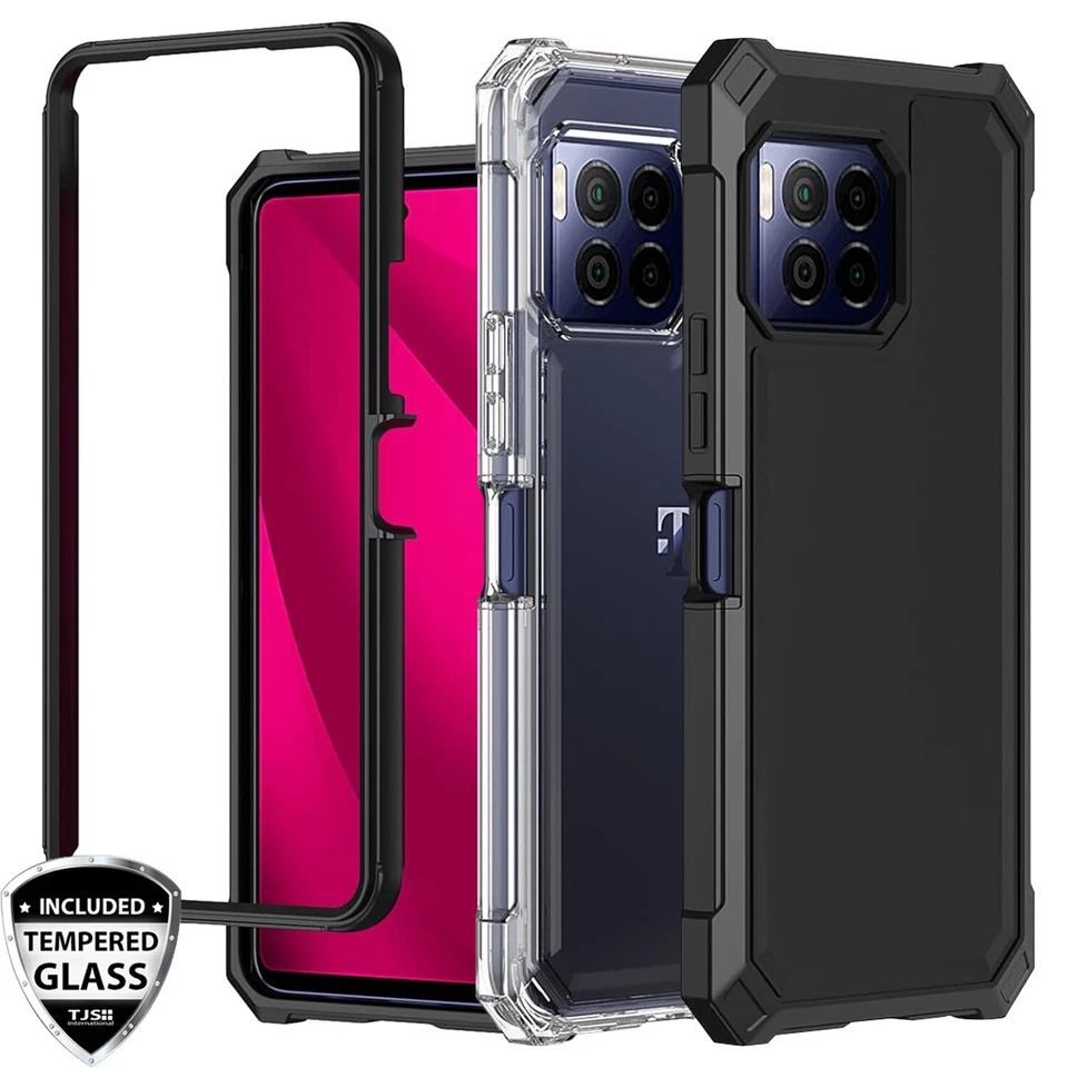 For T-Mobile Revvl 7/7 Pro 5G Phone Case Impact Heavy Duty Cover +Tempered Glass