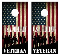 Military Veteran Cornhole Board Wrap LAMINATED Wrap Decal Vinyl Sticker 3951