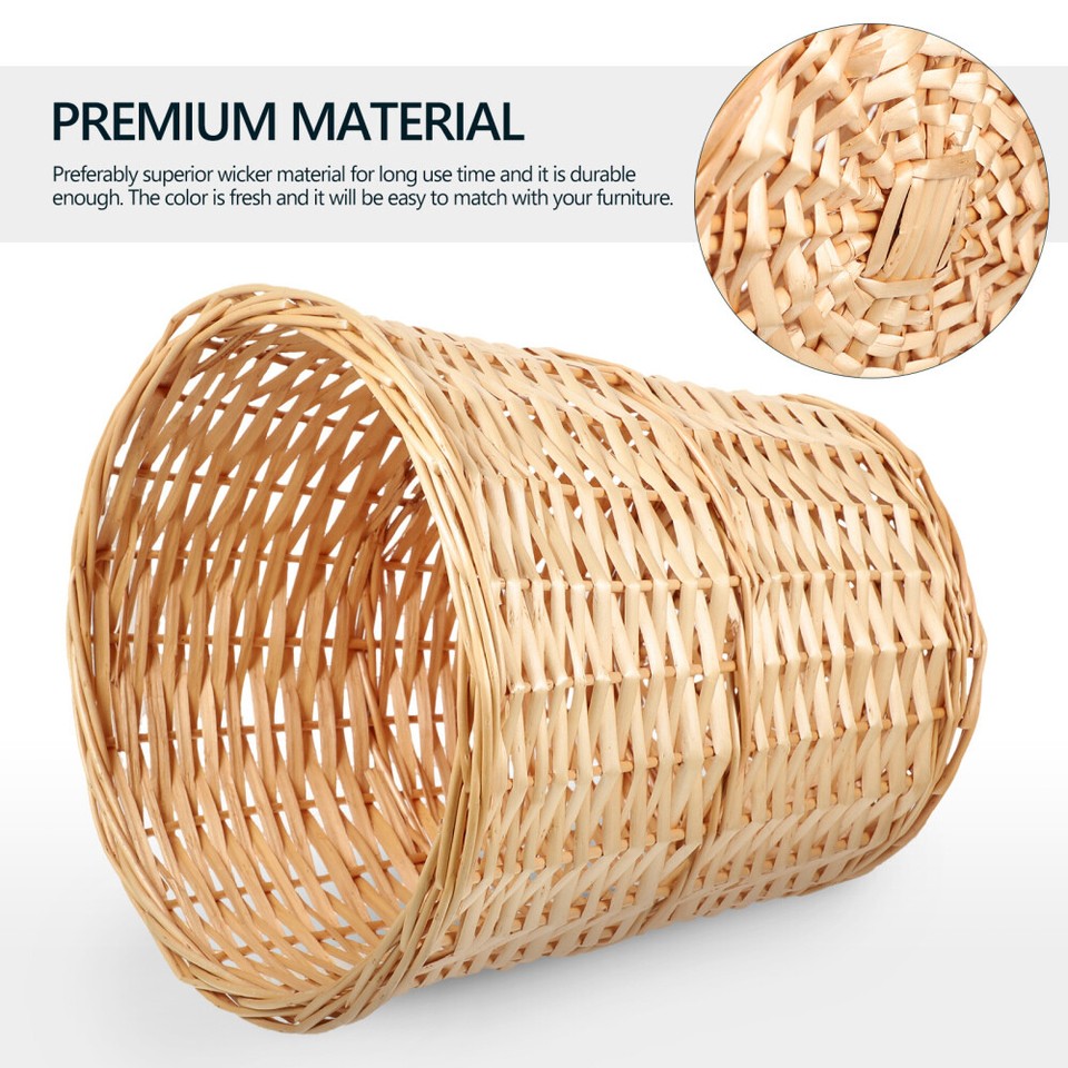 Rattan Trash Can Wicker Sundry Basket Coffee Color Waste Bin Office eBay