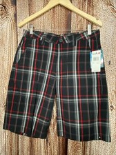 Quiksilver Youth Boy  s Plaid Shorts Flat Front Greatest Hits SZ 30 NWT Black Red