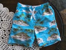 Gymboree Boys Island Board Blue Shorts Palm Tree Swim Trunks Sz 4