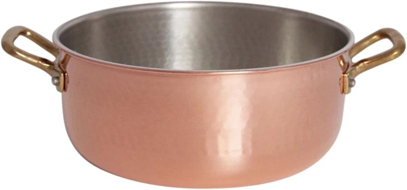 Casseruola Bassa Tegame Rame Stagnato 30 cm PINTINOX Pentola COPERCHIO OMAGGIO, fotografia 6 di 8