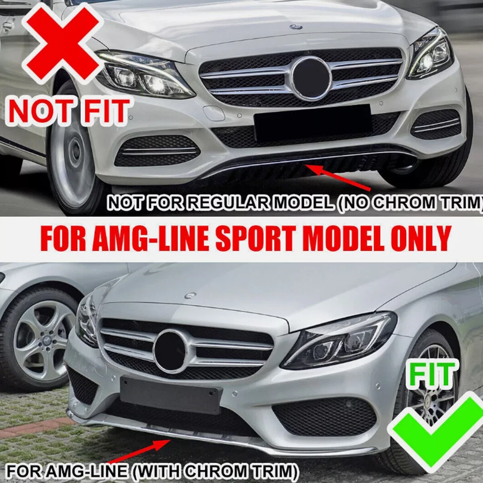 Gloss Black Front Bumper Molding Trim For Mercedes-Benz W205 C300 C400 2015-2018 Foto 3 de 4