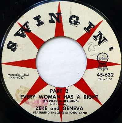 【R&B】Lady ZEKE & GENEVA r&b VG++ vinyl SWINGIN 45 Every Woman Has a Right