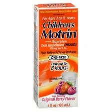 Motrin Children's Ibuprofen Oral Suspension Dye-Free  Original Berry 4 oz