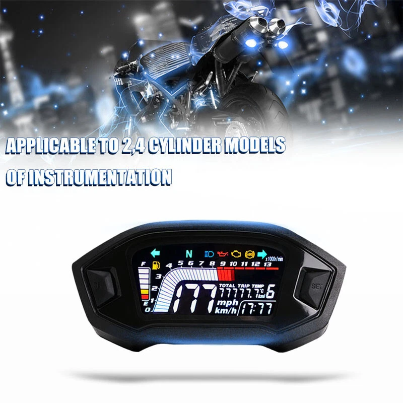 LED Velocímetro LCD Digital Odómetro Medidor 13000r/min Motocicleta Bicicleta Universal Foto 3 de 4