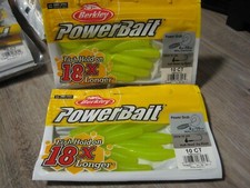 2 Packs Berkley 4" Single Tail Power Grub Soft Fishing Bait Milky Chartreuse