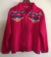 Vintage 80s 90s Windbreaker Magenta Pink Colorful Bright Womens Jacket Southwest