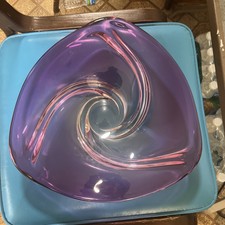 heavy vintage Val St Lambert crystal bowl, un...