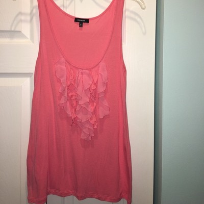 Express Peach Coral Ruffle Dress Tank Top SzM EUC