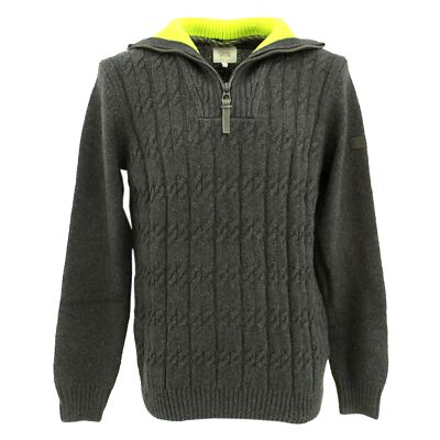 CAMEL ACTIVE Herren Sweater Pullover Troyer Zopfmuster charcoal