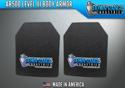 AR500 Level 3 III Body Armor Plates Pair - Curved 8x10