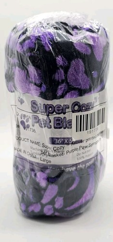 Purple Paw Symphony Animal Rescue Site Super Cozy Fleece Pet Blanket Large 36x59 - Picture 4 of 7
