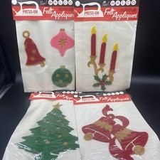 Lot of 4 WALCO FELT ORNAMENT KITS Christmas Holiday Press On Felt Vintage NOS
