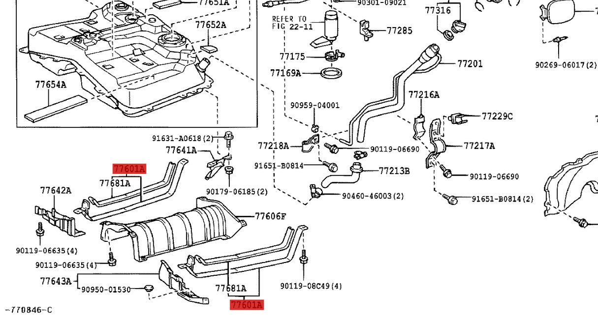 Toyota Rav4 Fuel Tank Strap Band (7760142050) for sale online | eBay