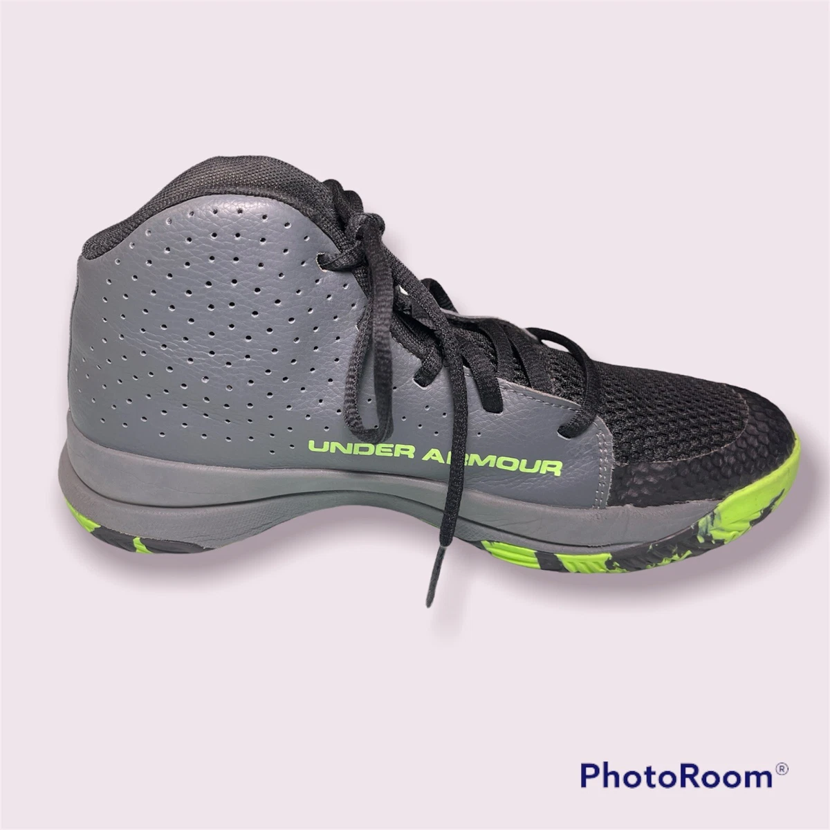 Under Armour GS Jet 2019 3022121 100 Gray Black Lime Basketball