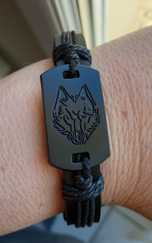 Viking 2 Pièces Bracelet Rune Boussole Marron Et Tête De Loup