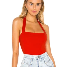 Superdown Red Halter Bodysuit XS Top Backless Bodycon Club Party Revolve $58 NEW