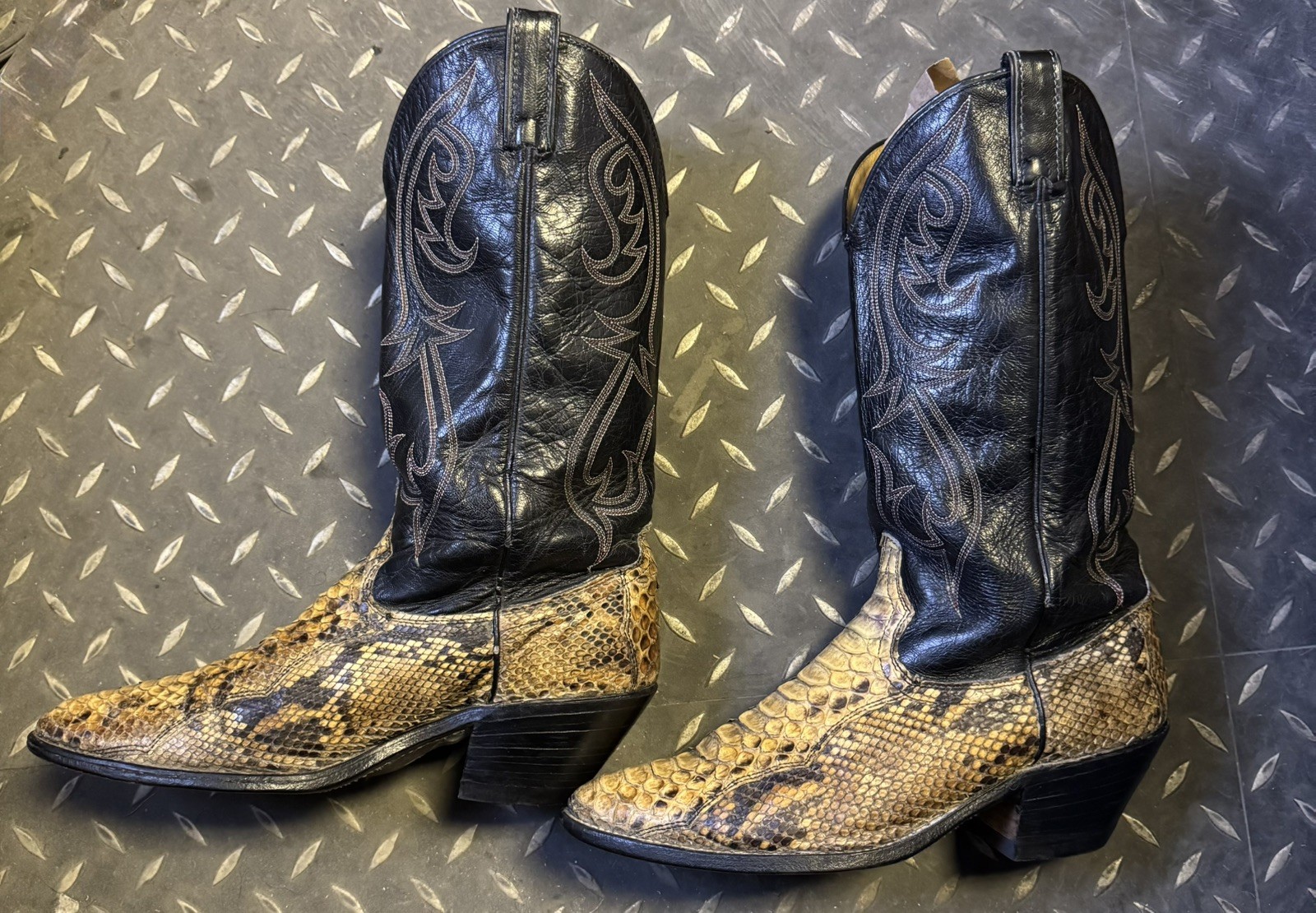 Vintage Dan Post 5190 Genuine Python Snakeskin Bo… - image 2