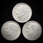 90% Silver - Pre-1965 Roosevelt Dime - 3 Dimes - Circulated Condition - M2-5
