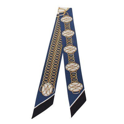 HERMES Twilly Lift Profil Schal Seide blau/schwarz Luxus 33,9 Zoll