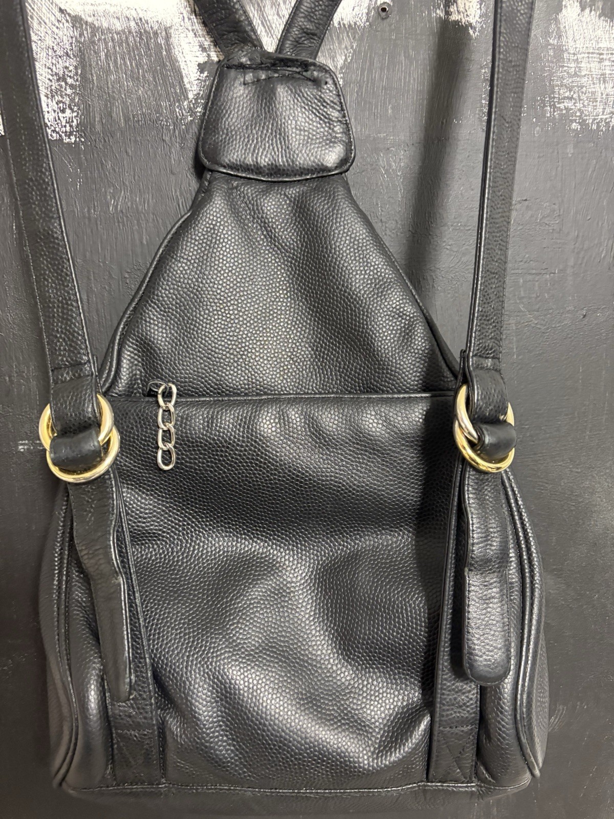 Vintage Chanel Backpack Black Leather Rare Authentic image 8