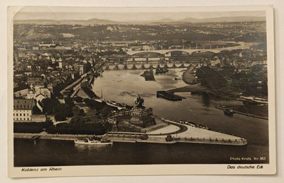 #ad #ad AK Koblenz Rhein Deutsches Eck 1935 Panorama Real Photo Kratz Postkarte gelaufen EUR 8.99