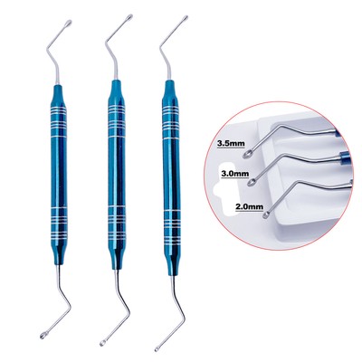 Set Dental Surgical Implant Powder Spoon Graft Scoop Bone Curette Periodontal