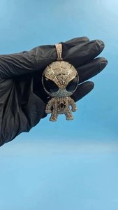 Authentic 3.20Ct Round Cut Moissanite Men's Spider Cluster Pendant 14K Yellow Gold Plated