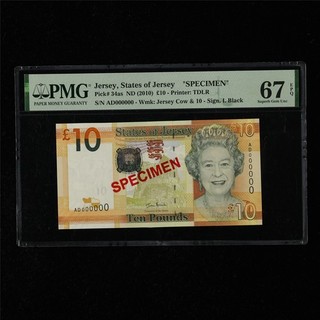 2010 Jersey States of Jersey "SPECIMEN" ￡10 P 34as PMG 67 EPQ Superb Gem UNC
