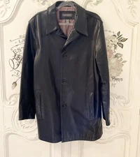 Banana Republic Leather Jacket Men's Black Coat L Genuine Leather Vintage