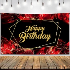 KatchOn, Large Black and Red Happy Birthday Banner - 72x44 Inch, 