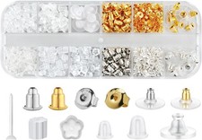 12 Styles 600 Pcs Earring Backs for Studs, Clear Plastic Earrings Hypoallergenic