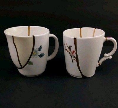Seletti Kintsugi Mugs Set of 2 Marcantonio 24k Gold Ancient Japanese Art Style