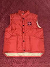 VTG Swingster Medium Orange Puffer Vest Texas Instruments Patch Marty McFly