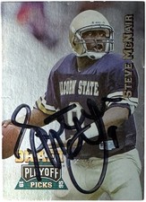 Steve McNair signed 1995 Playoff Draft Picks Rookie On Card Auto #182– Beckett