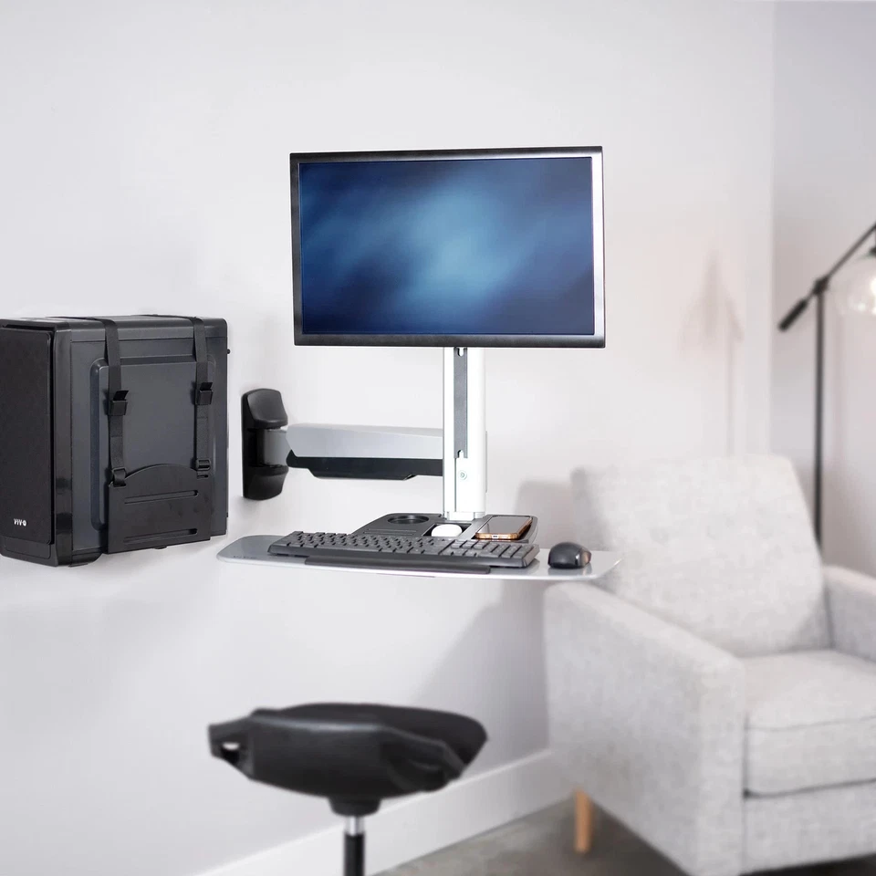 Single Monitor & Keyboard Sit-Stand Wall Mount | Standing Transition Workstation - Image 4 of 4