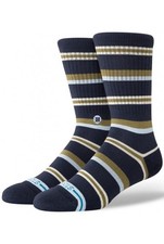 Stance Adult Navy Blue Crew Cotton Cushion Stripe Hudson Casual Socks Sz L 9-13
